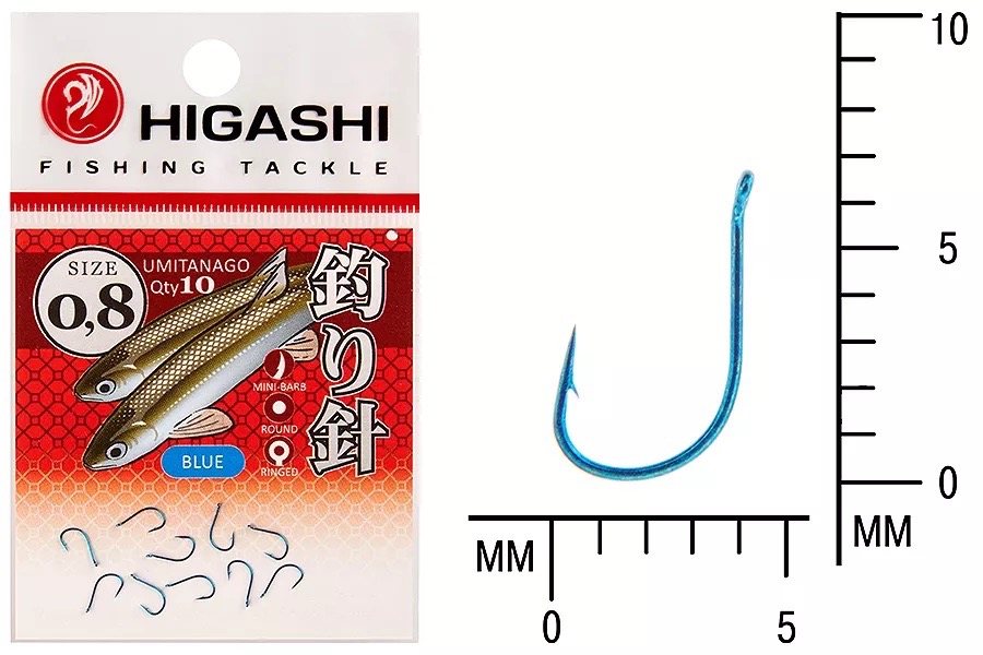 Крючки HIGASHI Мод. UMITANAGO RINGED #0,8 — рыболовный крючок, снасть и аксессуары для рыбалки | Алматы, Казахстан