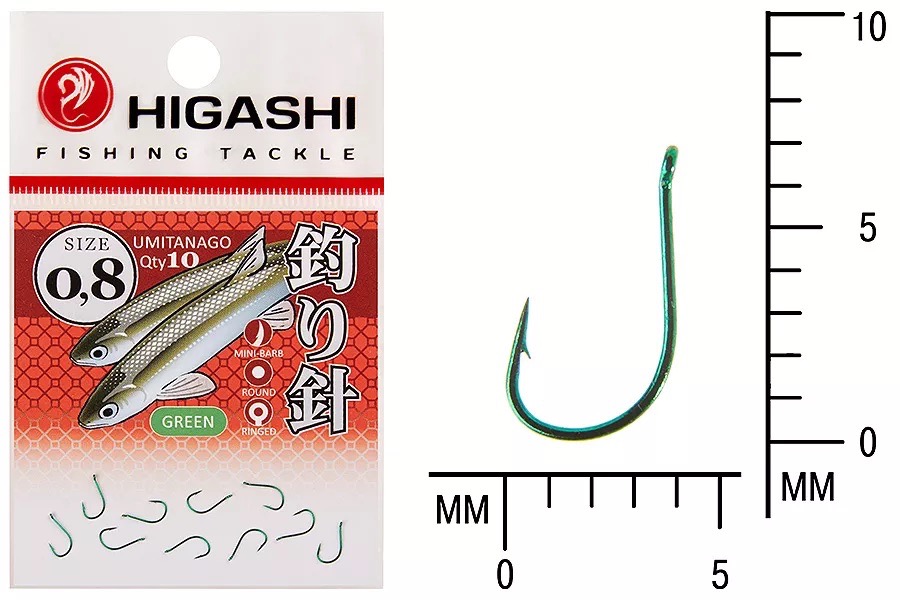 Крючки HIGASHI Мод. UMITANAGO RINGED #0,8 — рыболовный крючок, снасть и аксессуары для рыбалки | Алматы, Казахстан