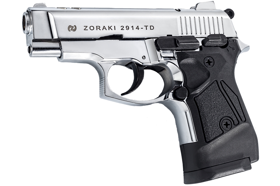 Газовый пистолет ZORAKI Мод. 2914-TD SHINY CHROME (к.-бр: 9мм P.A.)(14-зарядный) — купить газовые пистолеты в Алматы | Доставка по Казахстану